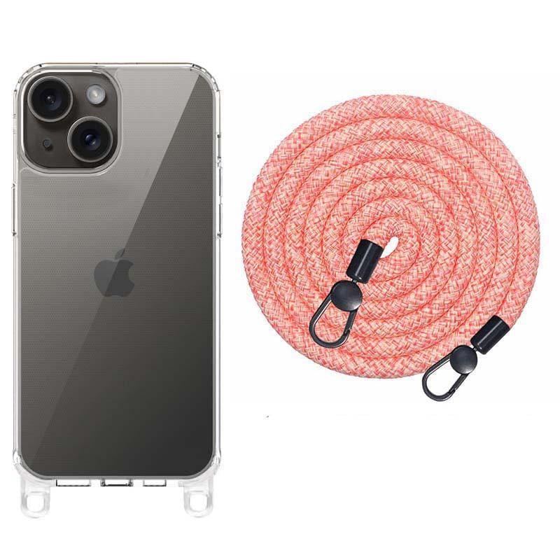Противоударный Чехол TPU Transparent with Straps для Apple iPhone 15 (6.1") Red/White