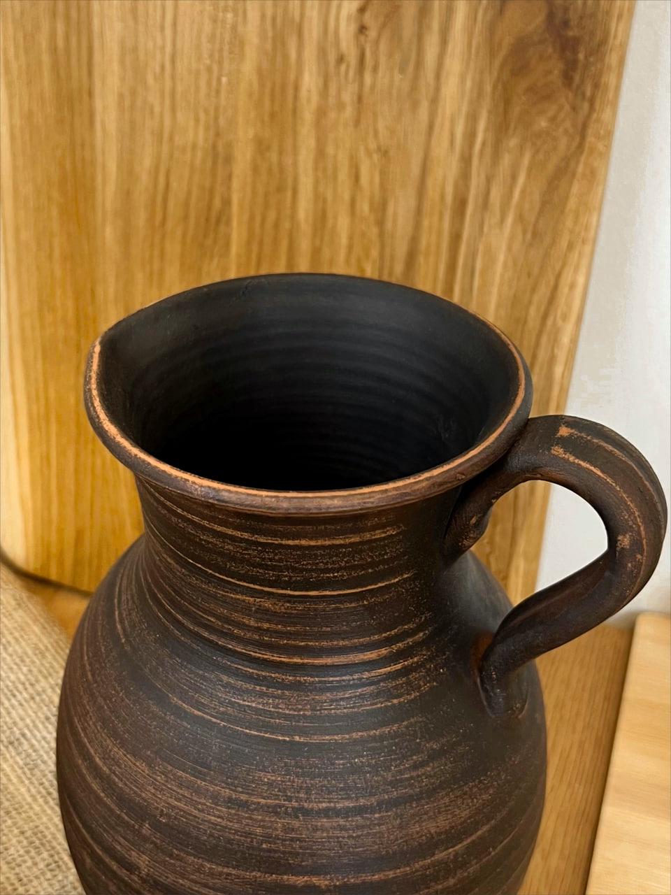 Глек керамічний глиняний з ручкою гладкий 2 л (3003-36) - фото 4