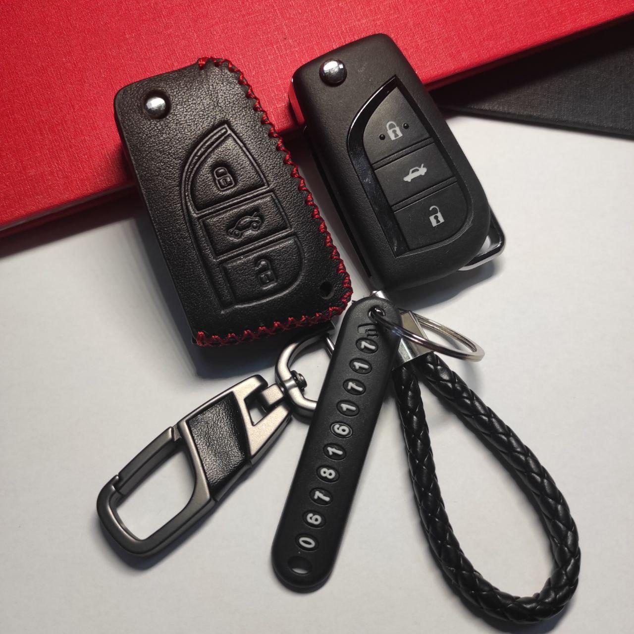 Чехол кожаный для Toyota camry corolla rav 4 highlander 3 кнопки