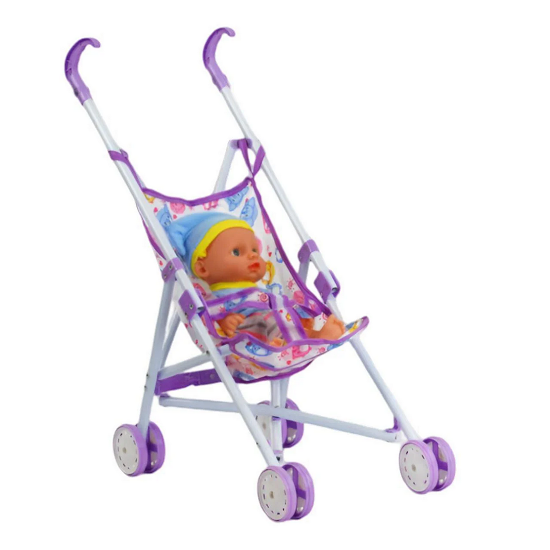 Игровой набор Коляска с пупсом L-8037 B2 кукла и коляска Фиолетовый