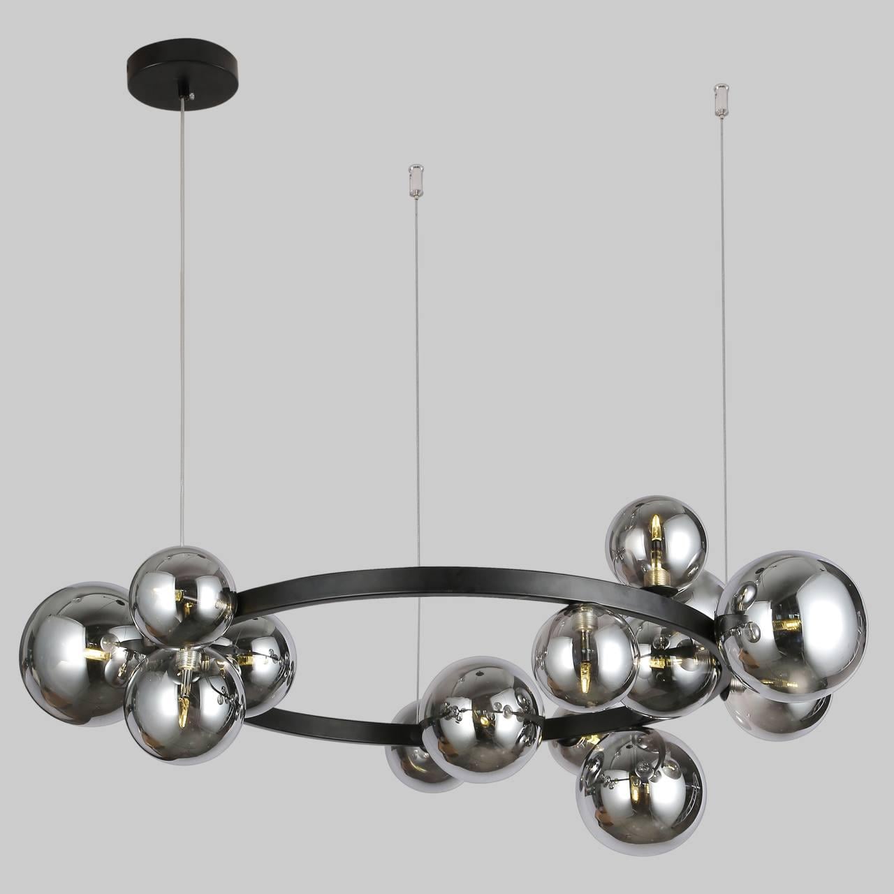 Люстра из шаров на 15 ламп 85 см круглая Черный (918-LP267-15 BK+BK) Люстра из шаров на 15 ламп 85 см круглая Черный (918-LP267-15 BK+BK)