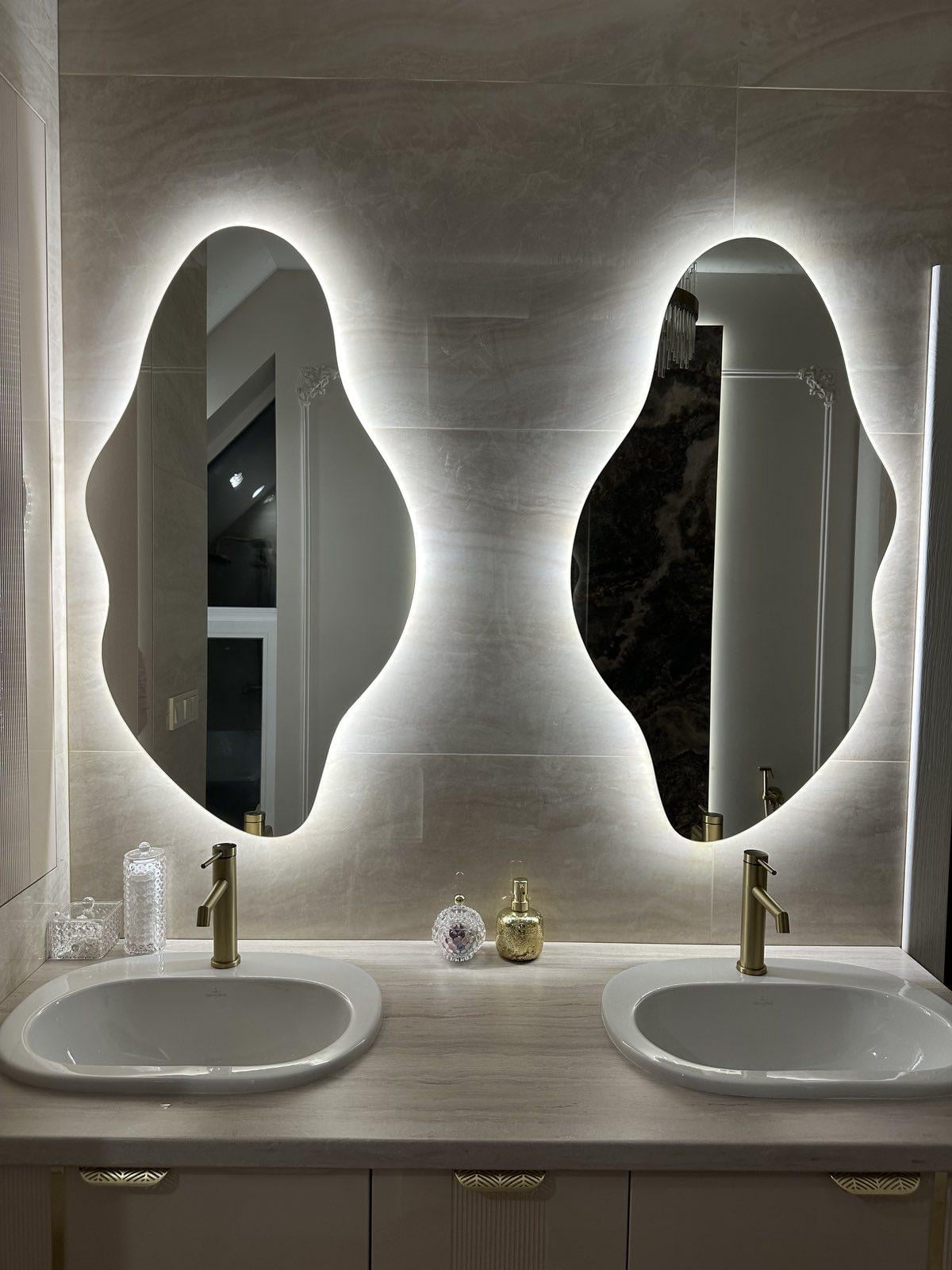 Зеркало в ванную комнату OtragenieUA c подсветкой led асимметрическое 600х1100 мм (L64)