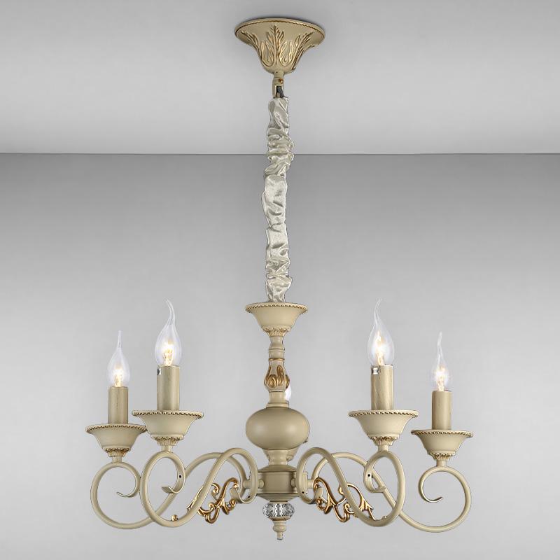 Люстра подвесная Light House LS-17149-5 CRM+GLD свечи Бежевый/Золотий (16481)