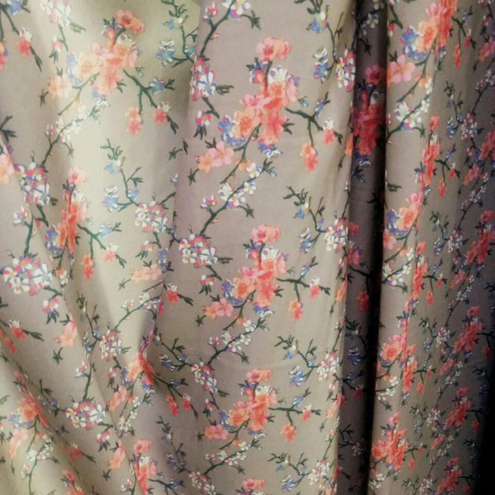 Тканина сатин Fendi Квітковий V-6/2 Гілочки Сірий (14795)