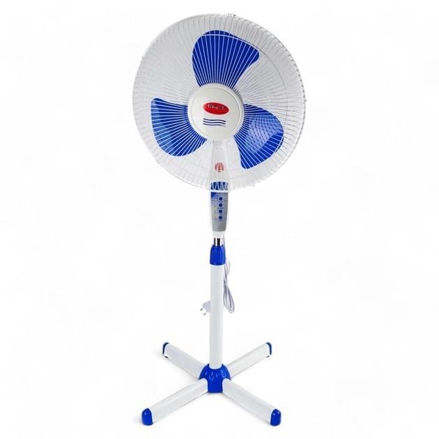 Вентилятор напольный Wimpex с пультом с регулировкой высоты 100 Вт40 см Бело-синий (WX-1603R)