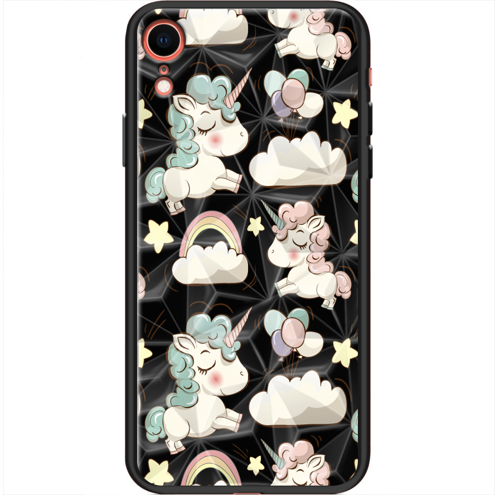 Чохол Boxface iPhone XR Unicorns Чорний силікон із призмою(35417-cc2-37859)