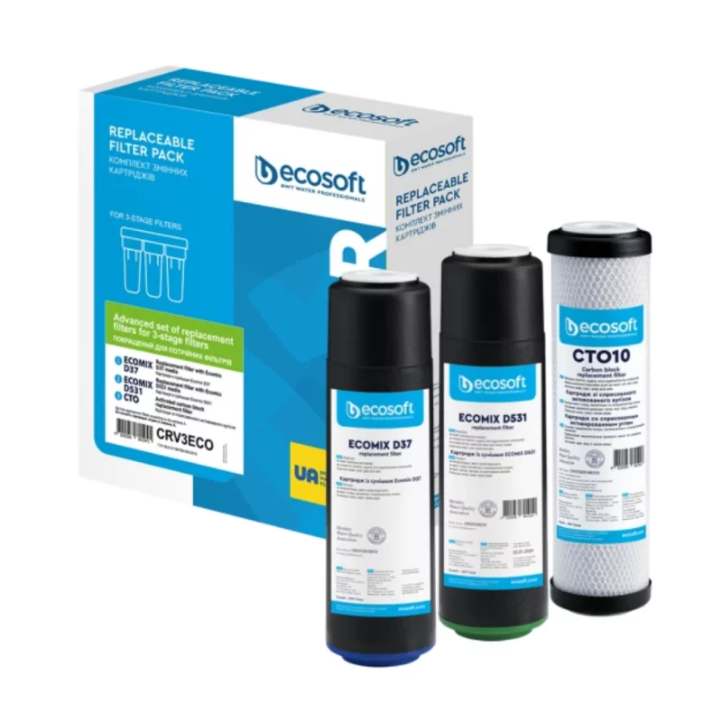 Комплект картриджів Ecosoft покращений для потрійного фільтра (CRV3ECO) Комплект картриджів Ecosoft покращений для потрійного фільтра (CRV3ECO)