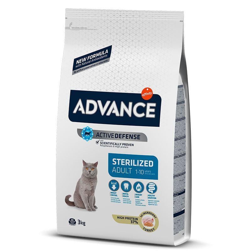 Корм сухий для стерилізованих котів Advance Cat Sterilized Turkey з індичкою 3 кг (11237904)