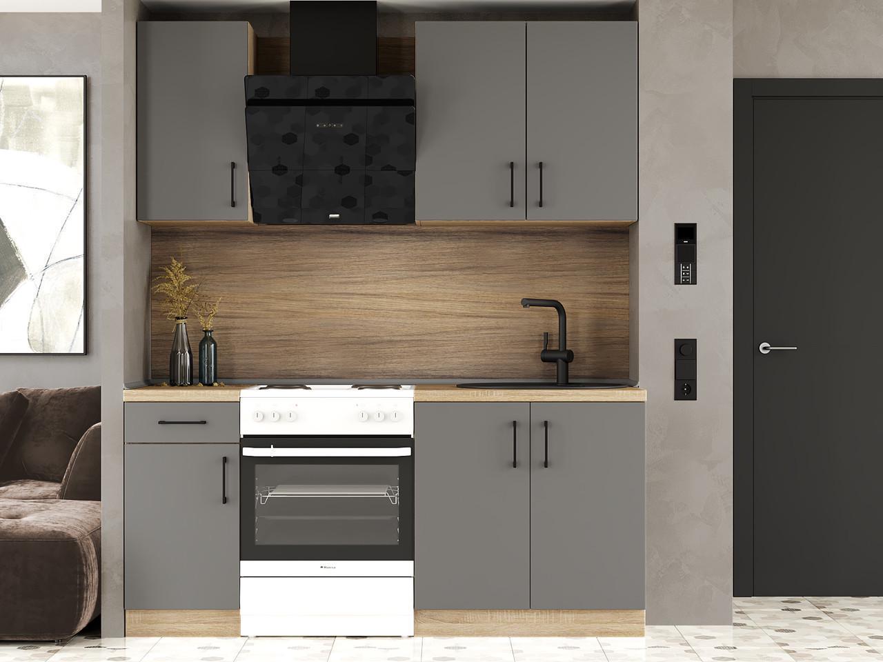 Комплект кухні К-1 Еверест Оптіма без стільниц 1,8 м Графітовий (ЕК-26005) - фото 5 Комплект кухні К-1 Еверест Оптіма без стільниц 1,8 м Графітовий (ЕК-26005) - фото 5