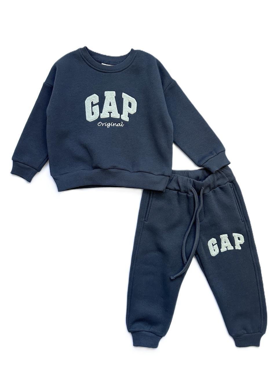 Спортивний костюм дитячий утеплений GAP світшот/джогери на флісі 3 роки 98 см Темно-сірий/Графітовий (2419698165)