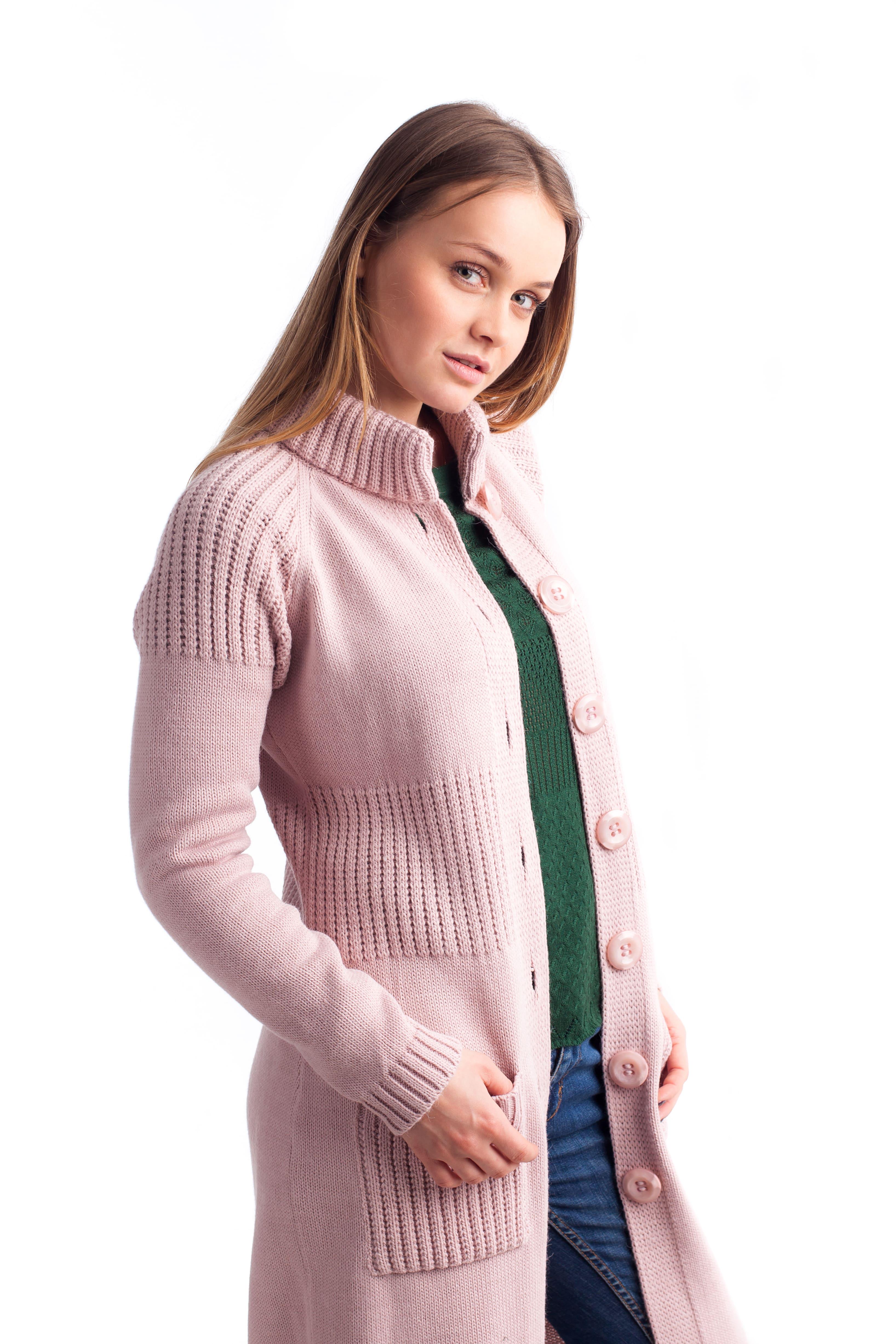 Кардиган жіночий Bakhur з коміром-стійкою S Пудра (3038 П 44) - фото 3 Кардиган жіночий Bakhur з коміром-стійкою S Пудра (3038 П 44) - фото 3