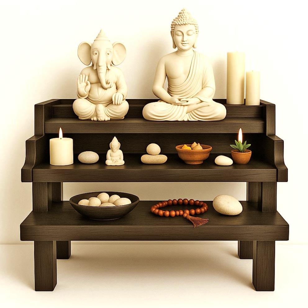 Алтарь для медитации из дерева Пуринам Мокко (ЛАТ-006410)