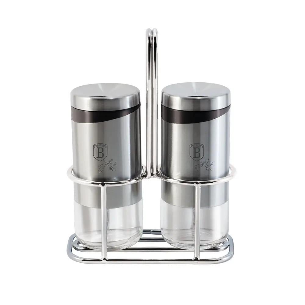 Набір для зберігання спецій Berlinger Haus Black Silver Collection 2 ємності із підставкою (2238219369)