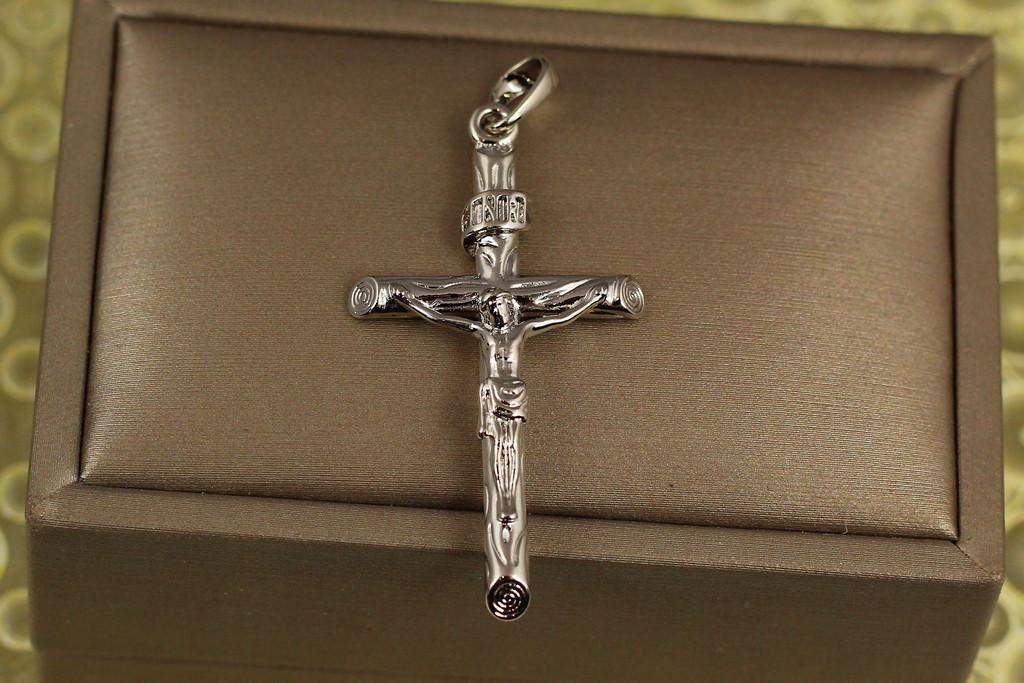 Крестик Xuping Jewelry с краями сруб 4 см Серебристый (2083958853)