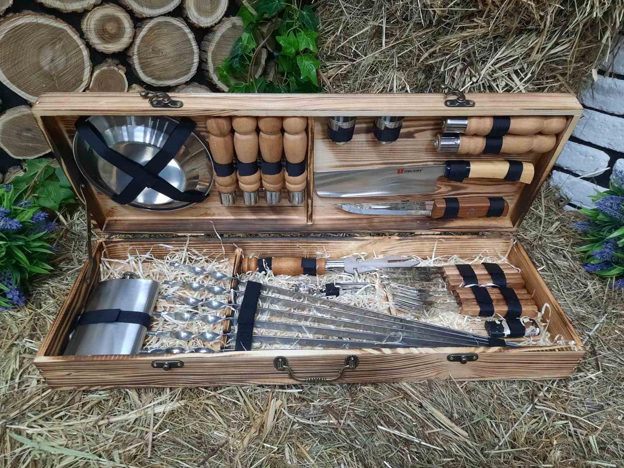 Набор разборных шампуров Profi с комплектом аксессуаров в деревянном кейсе650х12х2,5 мм 6 шт. (12299255)