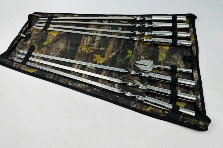 Набор шампуров Серебро в чехле + вилка для снятия мяса 7 шт. (10461825)