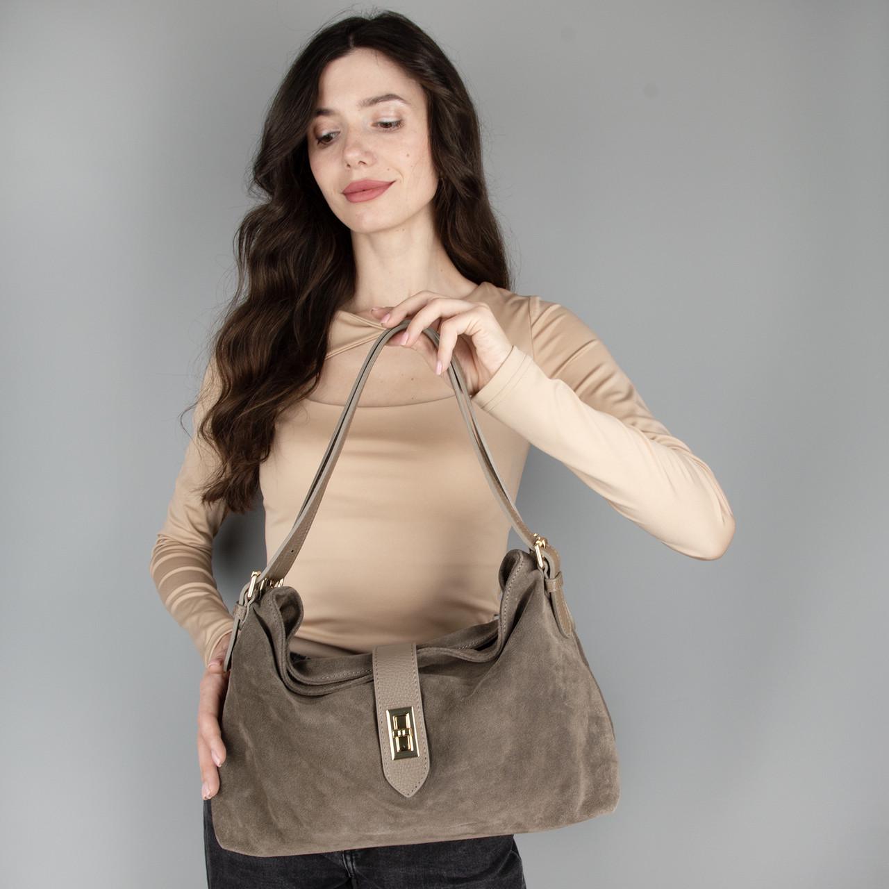 Сумка жіноча Virginia Conti замшева Темний тауп (04034) - фото 2 Сумка жіноча Virginia Conti замшева Темний тауп (04034) - фото 2