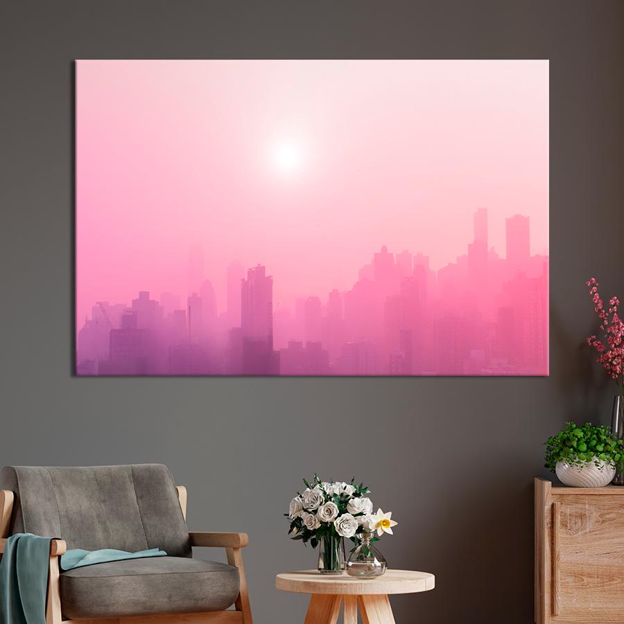 Картина город Розовый мегаполис 51x34 см (A640-1) Картина город Розовый мегаполис 51x34 см (A640-1)
