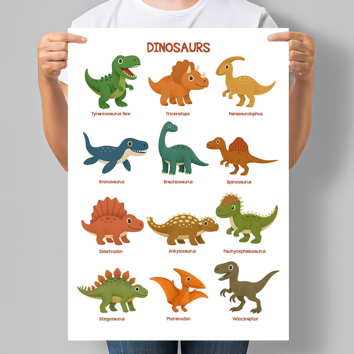 Постер навчальний для дитсадка англійською Dinosaurs Динозаври 30x42 см A3 без рамки (D247_A3)