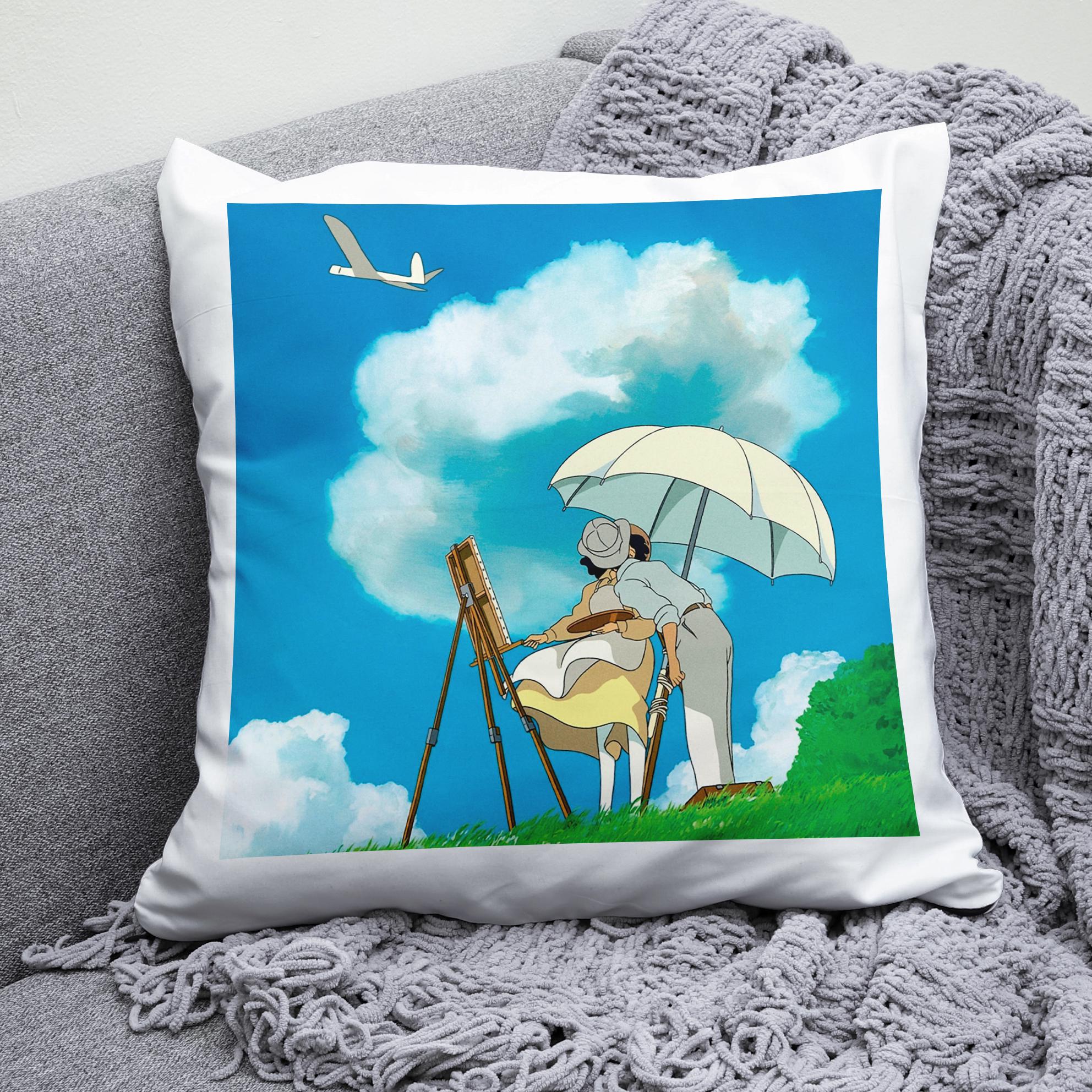 Плюшевая подушка квадрат с принтом Kaze Tachinu