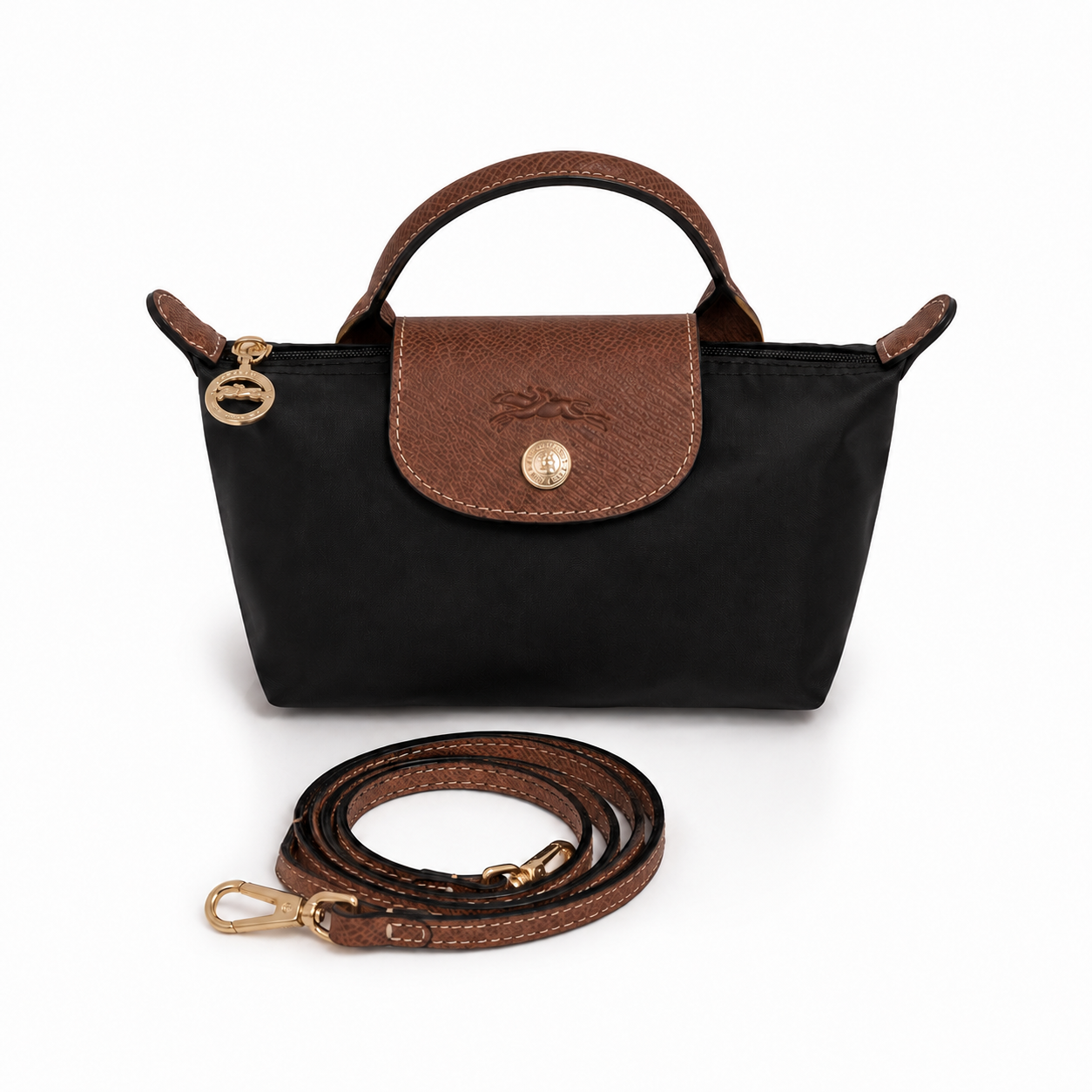 Сумка женская в стиле Longchamp Mini Le Pliage Черный