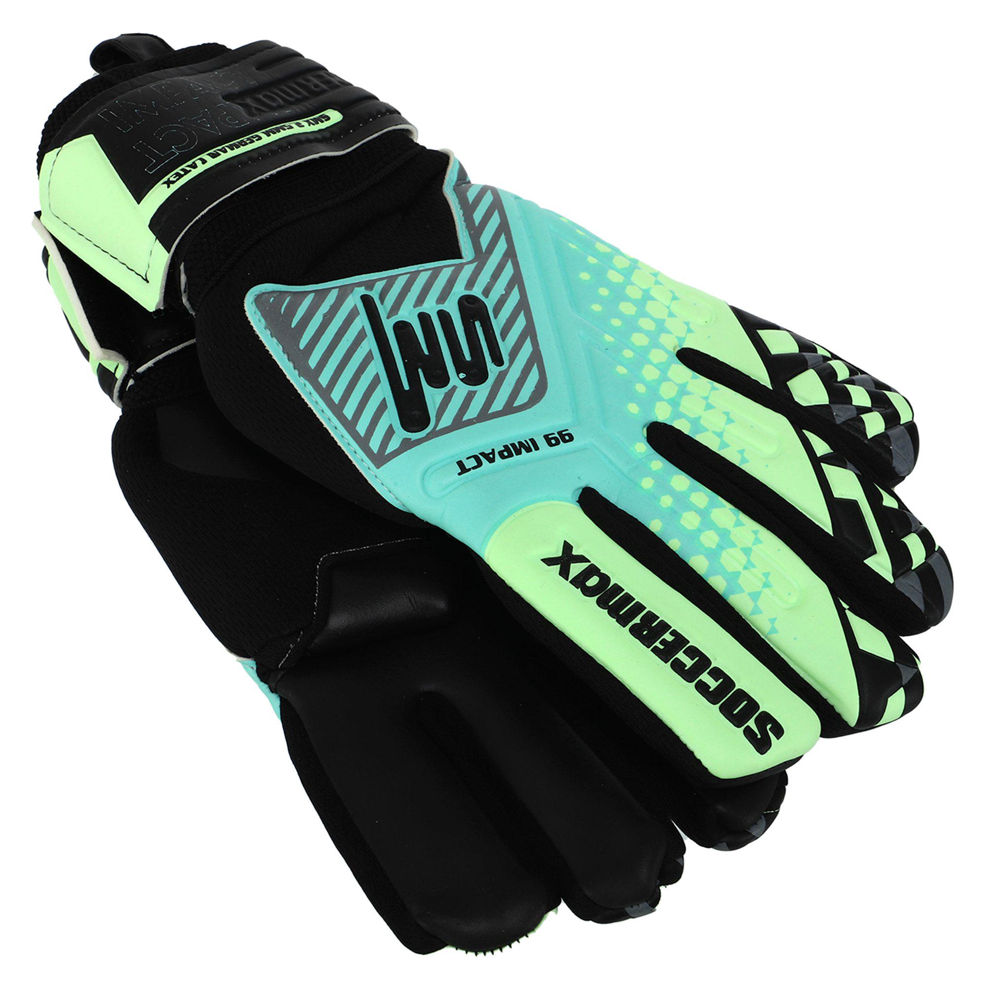 Вратарские перчатки SOCCERMAX GK-4317 р. 8 Голубой/Салатовый - фото 3