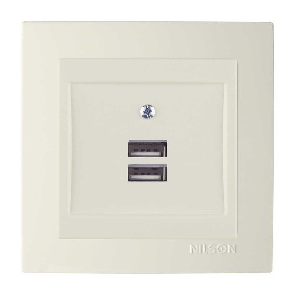 Розетка Nilson Touran подвійна USB Кремовий (24121081)