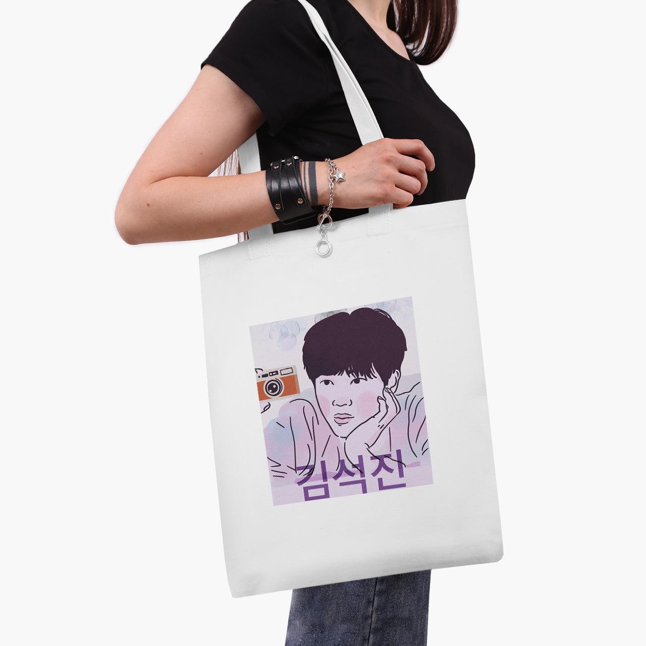 Эко сумка шоппер Kim Seok Jin BTS 41x35 см Белый (9227-3259-WT1)