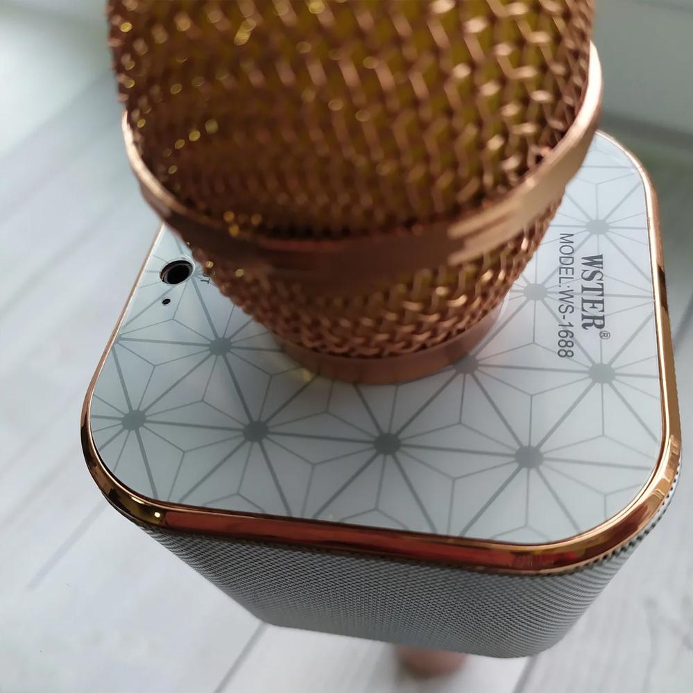 Мікрофон-караоке Wster WS-1688 для дітей з USB Bluetooth з колонкою Rose (120.158.2) - фото 4 Мікрофон-караоке Wster WS-1688 для дітей з USB Bluetooth з колонкою Rose (120.158.2) - фото 4