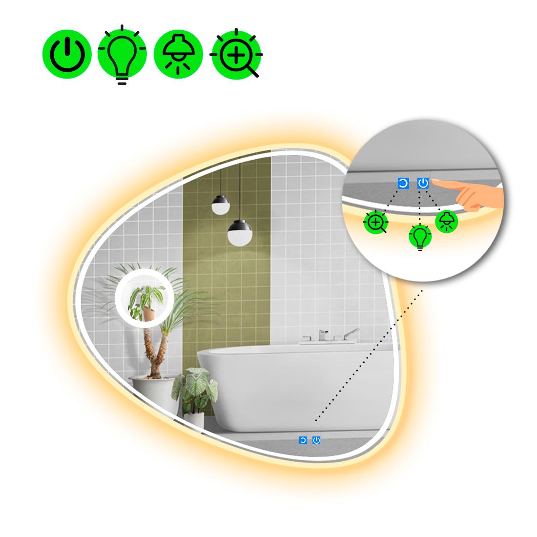 Зеркало с LED подсветкой Nuvola 4 с двумя сенсорами/подогревом и линзой без подсветки 120x120 см (Nuvola4-53)