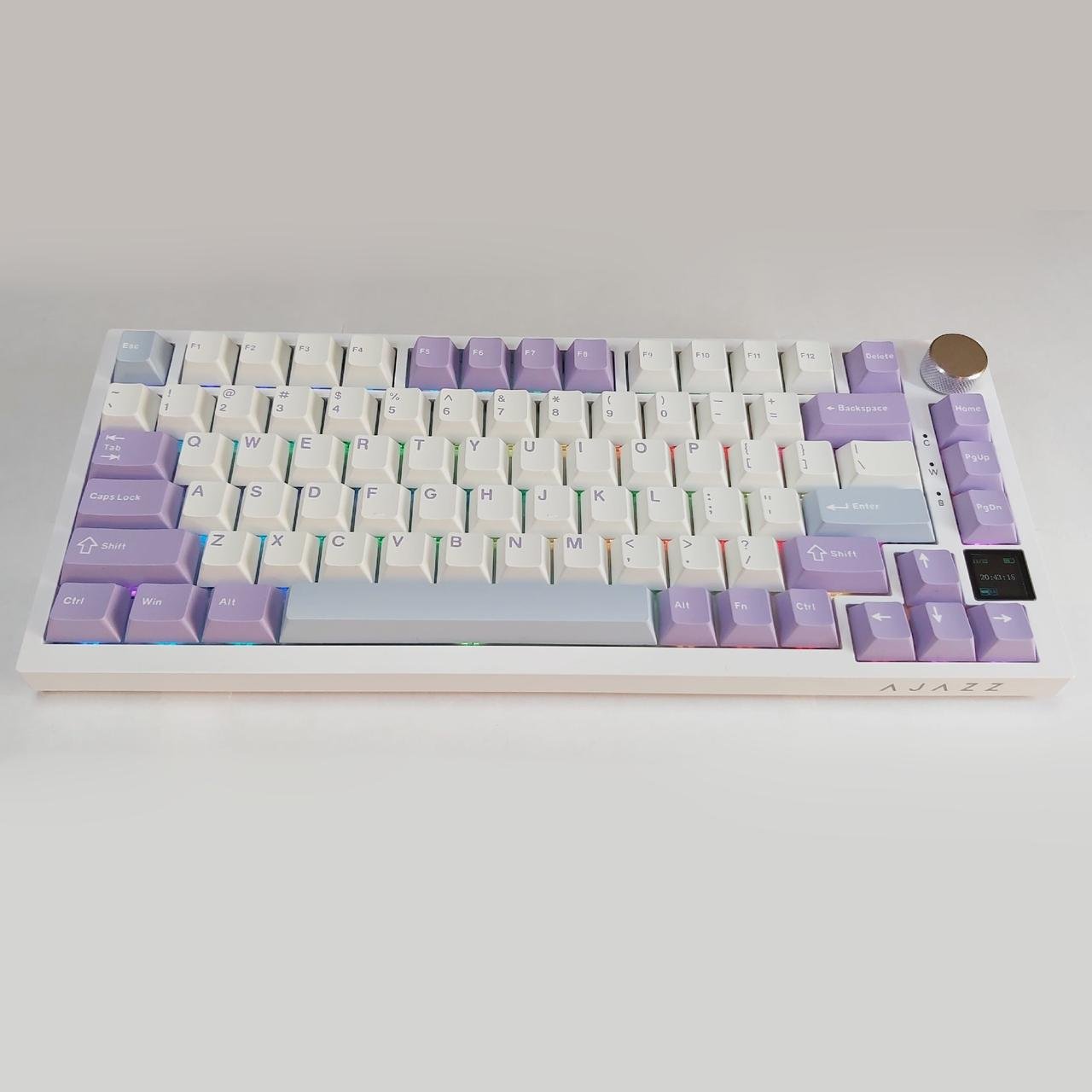 Клавиатура беспроводная игровая AJAZZ AK820 Pro с TFT экраном RGB подсветкой Фиолетово-белый (2832872747)