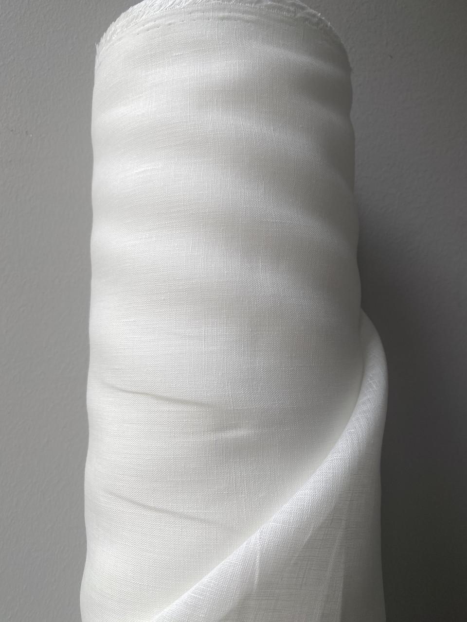 Ткань LINEN PLUS 100% лен 150 см 0/0 Белый с молочным оттенком - фото 1