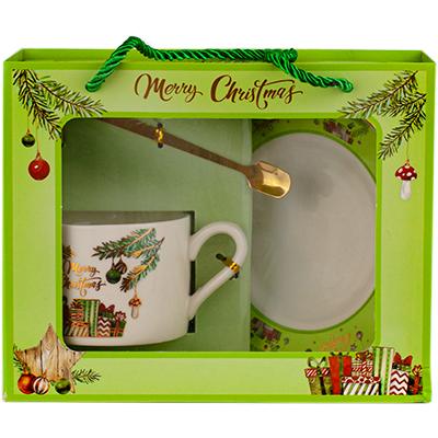 Набор подарочный новогодний кружка с блюдцем и ложка детская (138532) Набор подарочный новогодний кружка с блюдцем и ложка детская (138532)