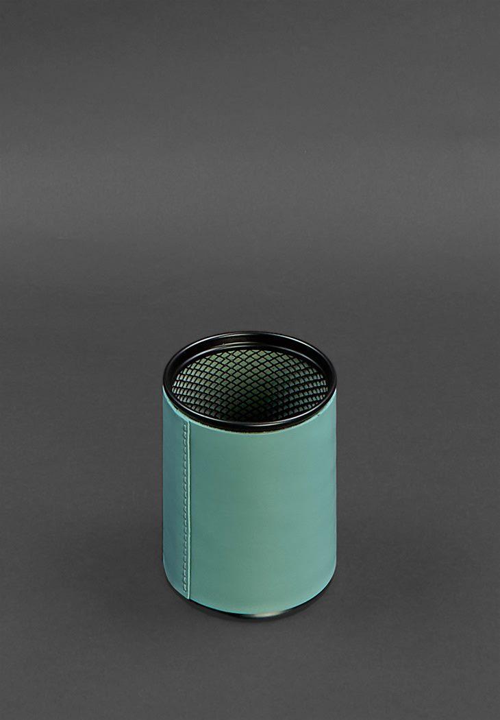 Стакан для ручек в кожаном чехле краст Бирюзовый (A-027809) - фото 3 Стакан для ручек в кожаном чехле краст Бирюзовый (A-027809) - фото 3