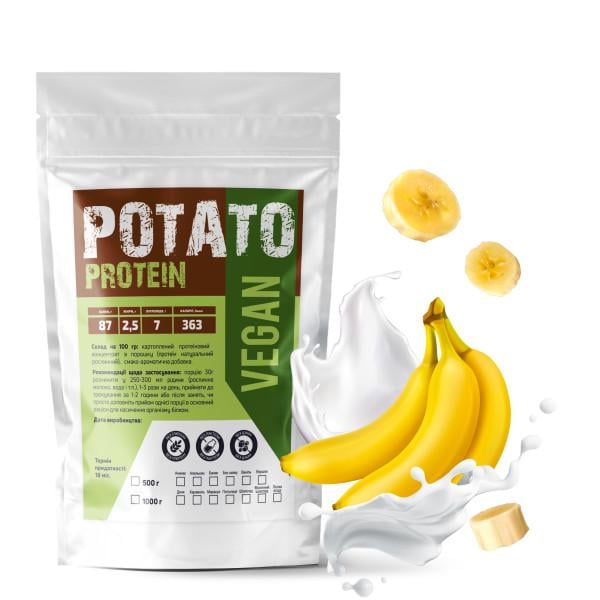Протеин картофельный Vegan Банан 87% белка на 16 порций 500 г (21-125-ptp-b500)