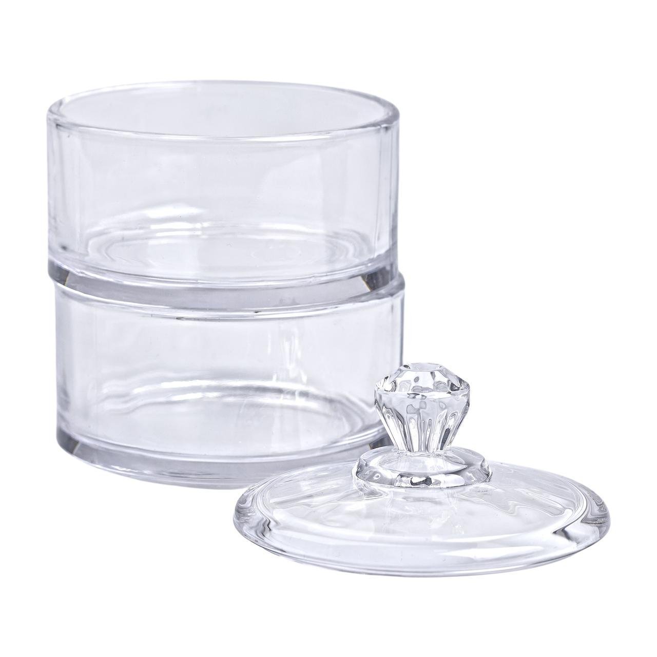 Цукерниця двоярусна скляна з кришкою кругла 10 см (5969) - фото 4