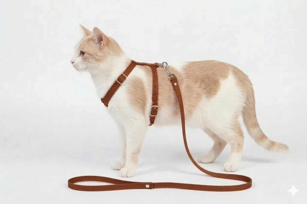 Шлея для малых собак/кошек/кроликов капрон Коричневый