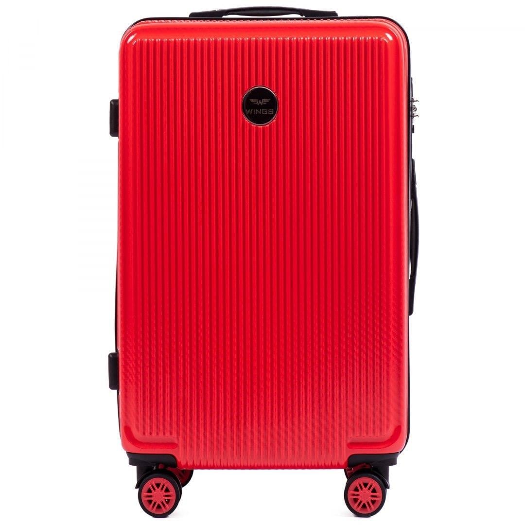 Чемодан Wings PC565 средний из поликарбоната на 4 сдвоенных колесах 57 л Красный