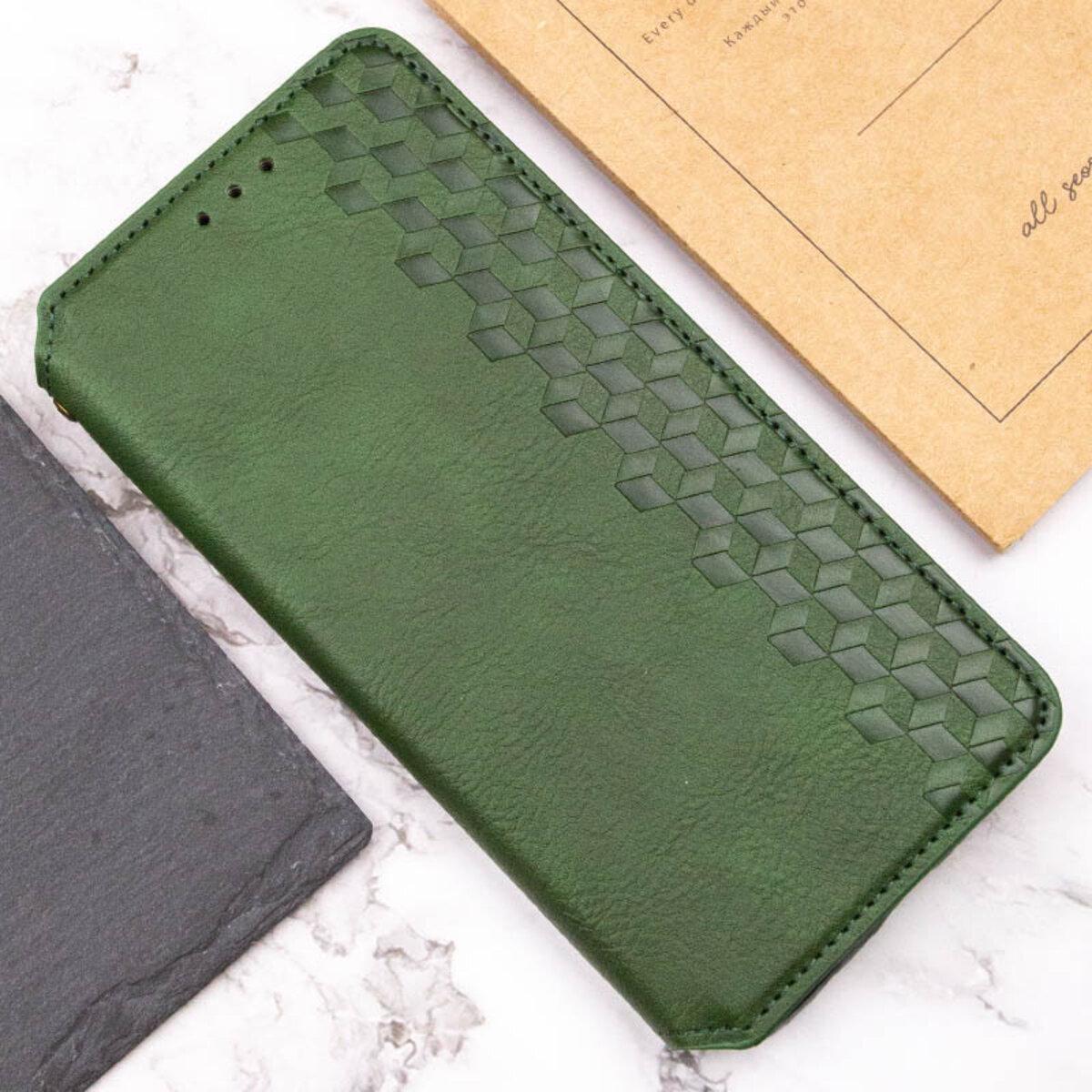 Противоударный Чехол-книжка Rubic Leather для смартфона Xiaomi Redmi 13C 4G/POCO С65 Green - фото 4 Противоударный Чехол-книжка Rubic Leather для смартфона Xiaomi Redmi 13C 4G/POCO С65 Green - фото 4