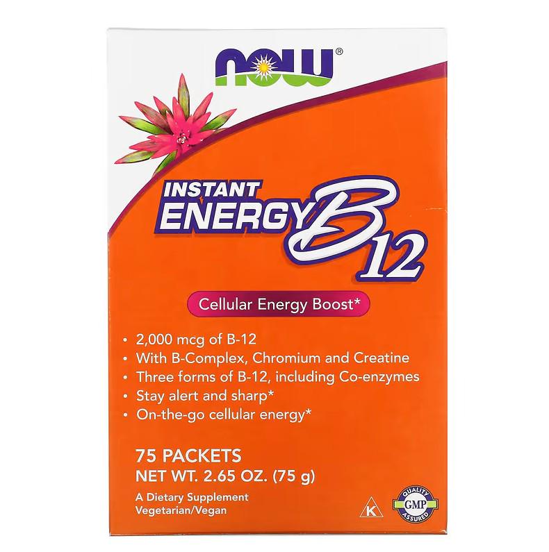 Вітаміни Now Foods Instant Energy B12 2,000 мкг 75 пакетів
