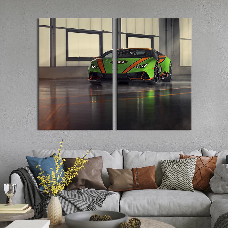 Картина на холсте Зелёный монстр Lamborghini Huracan 111x81 см (1265-2)