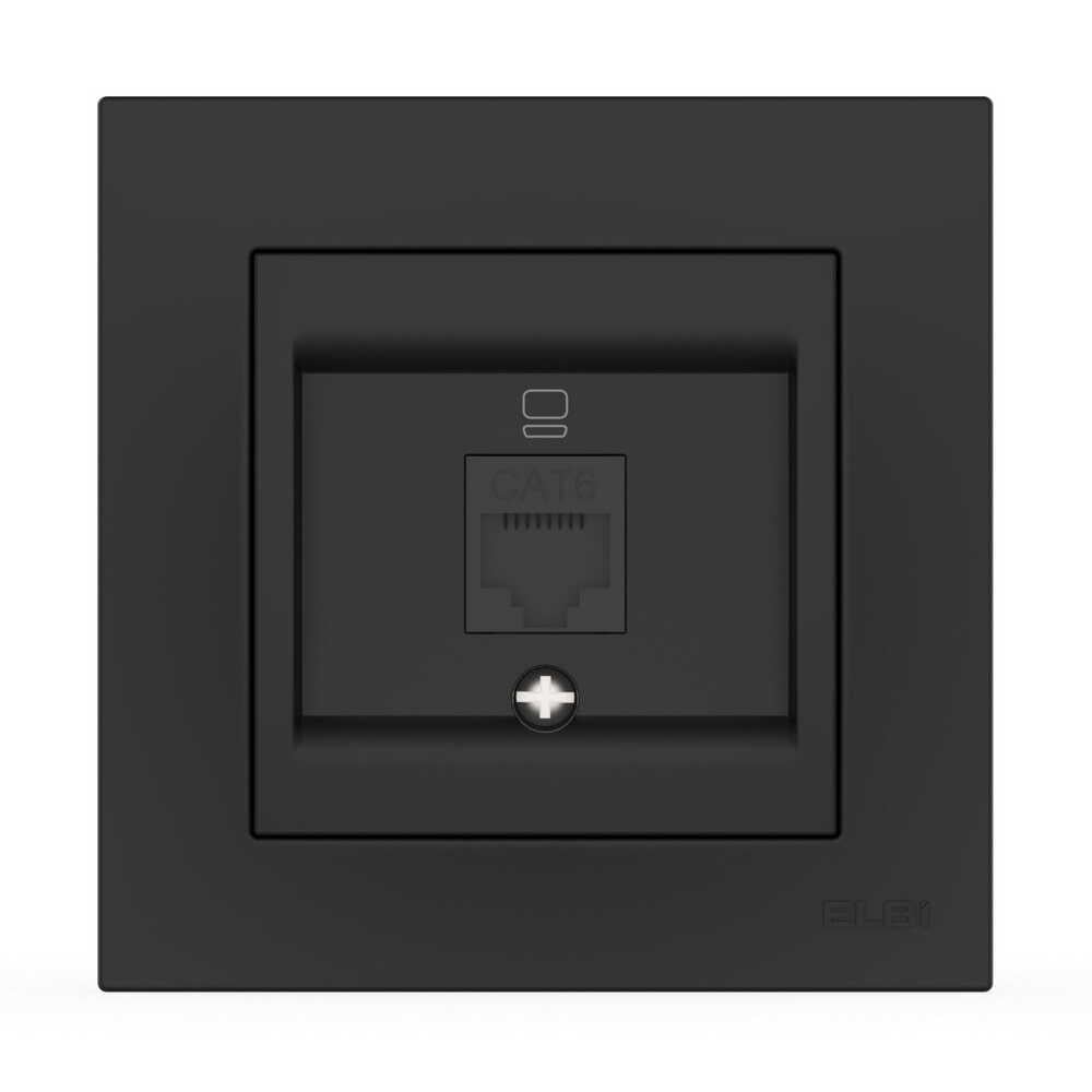 Розетка одинарная компьютерная EL-BI VEGA матовый Черный (00000024655)