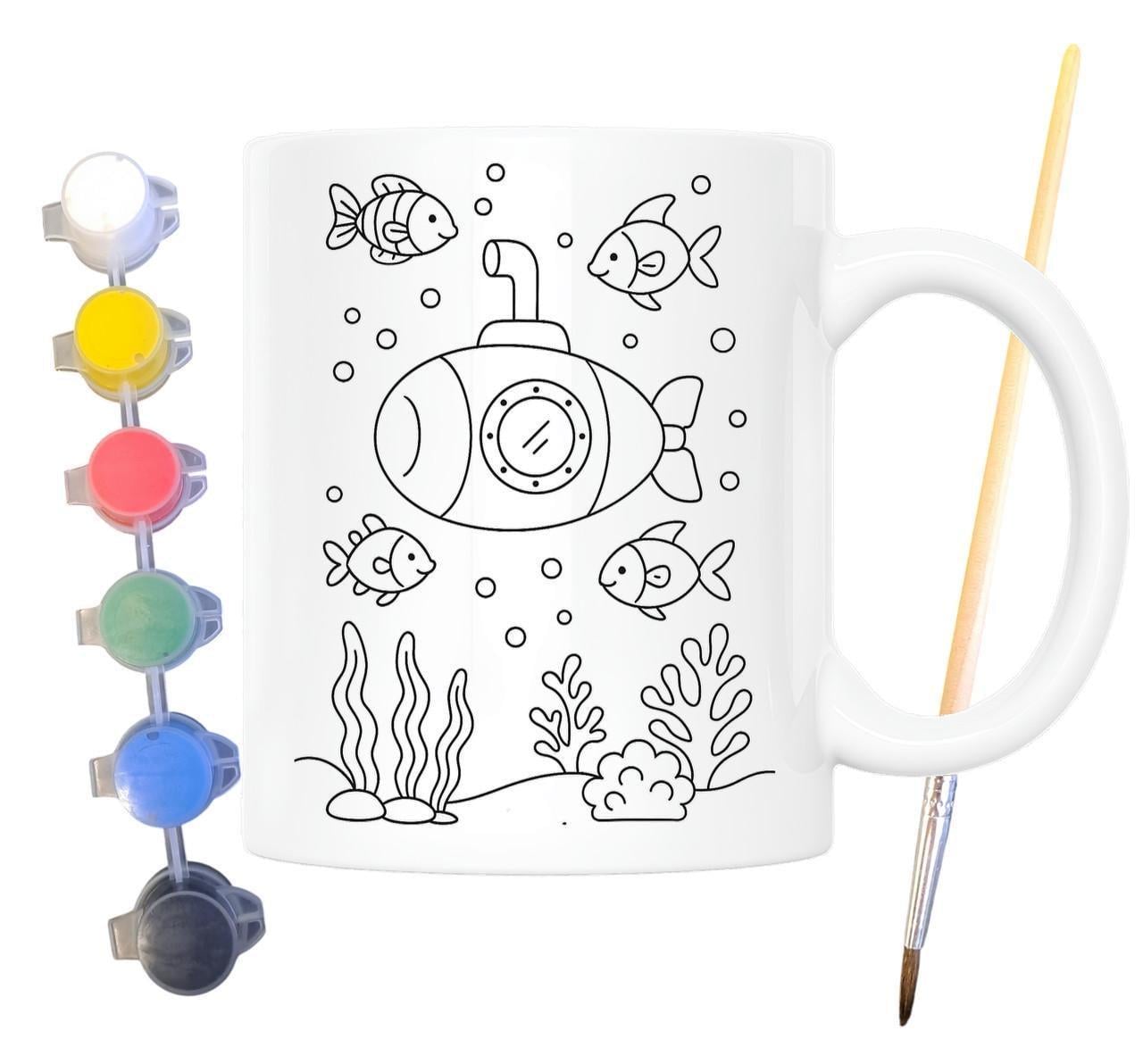 Набор для творчества кружка раскраска Подводная лодка 330 мл Белый (КР0163)