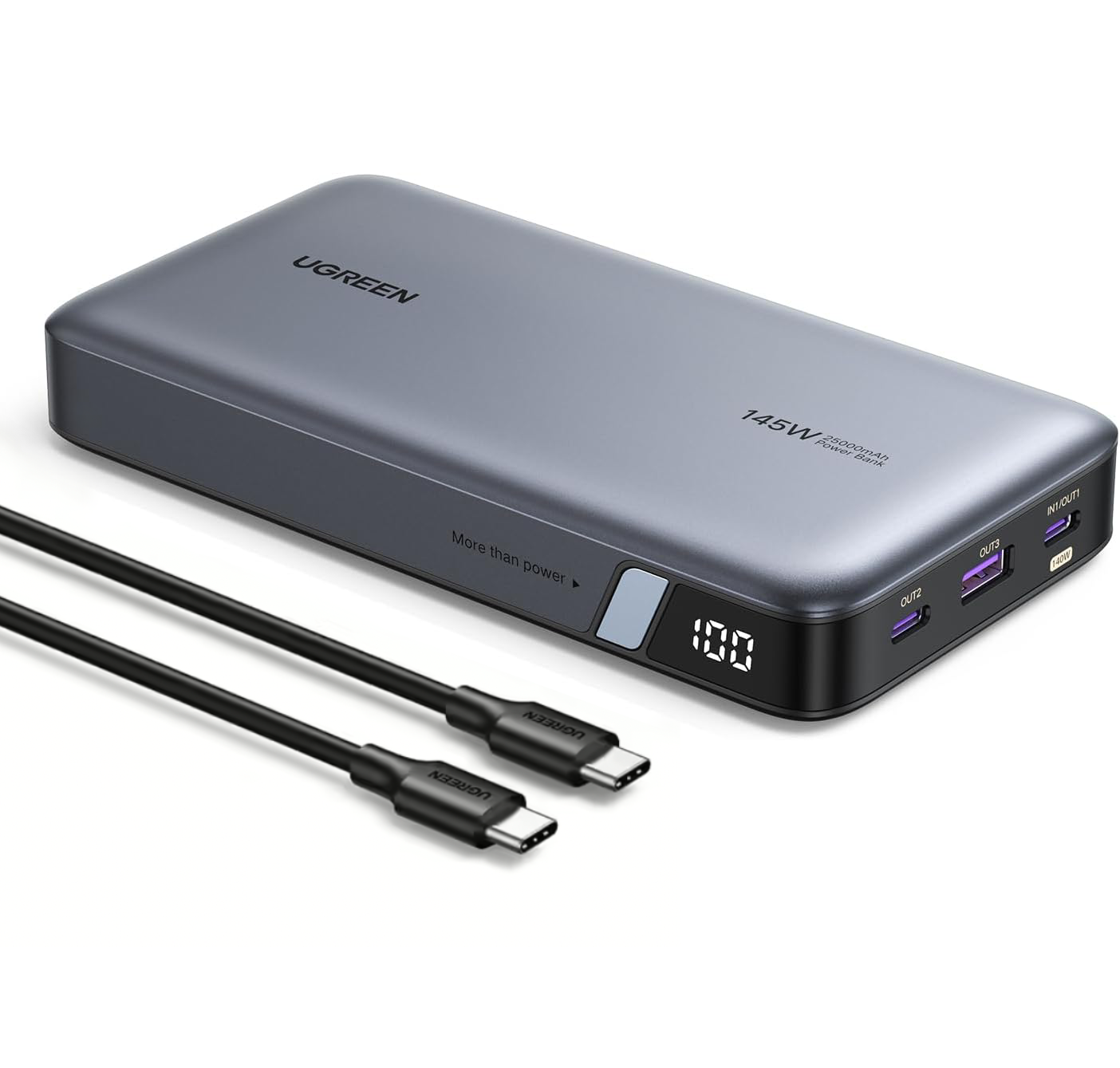 Повербанк UGREEN PB205 25000mAh 145W для ноутбука с быстрой зарядкой PD3.1/QC3.0 Gray (MK001091)