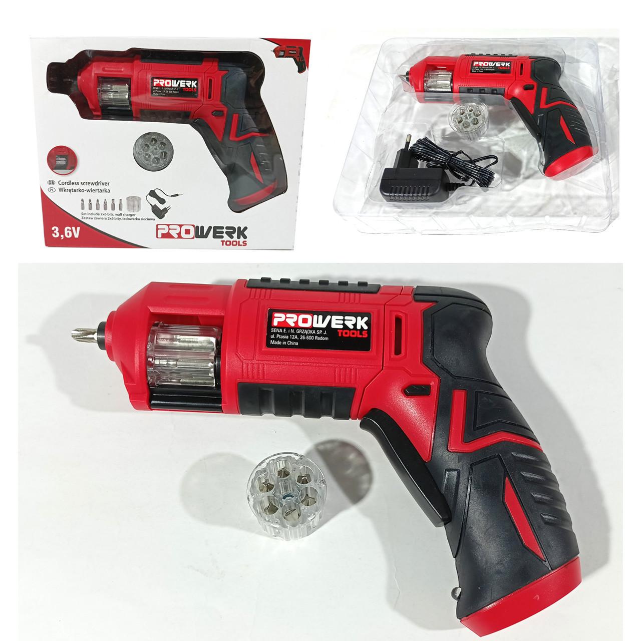 Викрутка акумуляторна PROWERK tools KS336-1036LI з барабаном для біт - фото 9