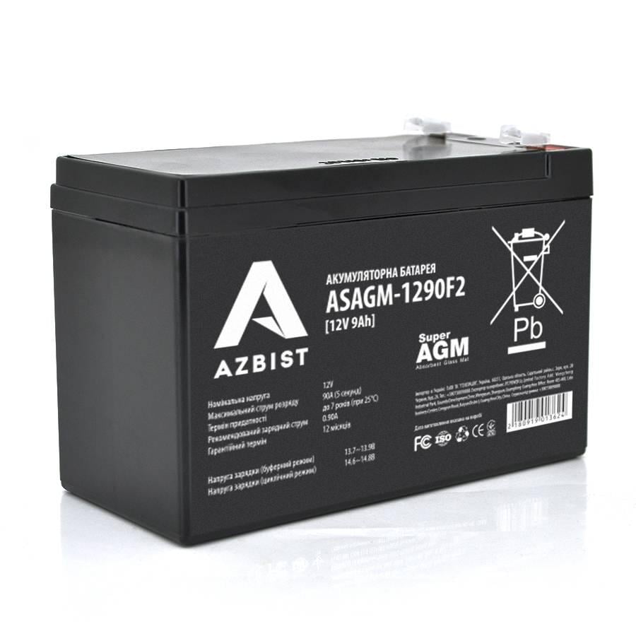 Акумулятор AZBIST Super AGM ASAGM-1290F2 12V 9,0Ah 151х65х94 мм Black (40498)