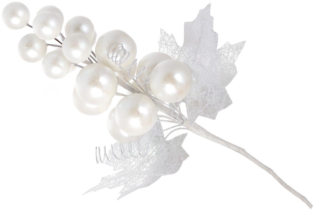 Декоративная ветка Bonadi Виноград 19 см Белый перламутр (903-553)