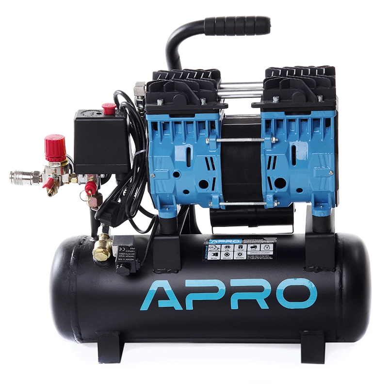 Компрессор двухцилиндровый Apro безмасляный OFE-9 0,6 кВт 152 л/мин 8 бар 9 л кран/штуцер (850170)