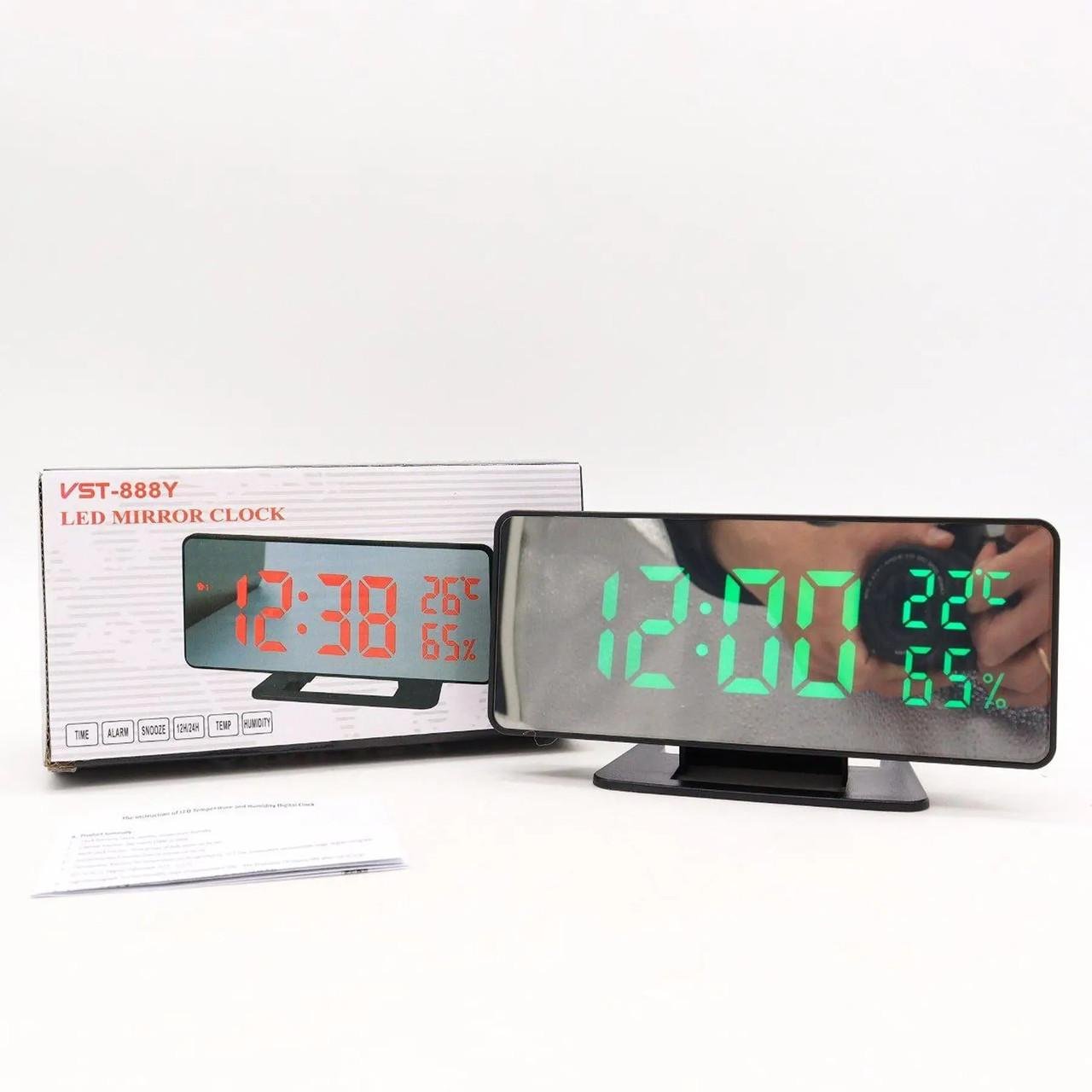 Часи з LED дисплеєм будильником та термометром VST-888Y Вlack (7006) Часи з LED дисплеєм будильником та термометром VST-888Y Вlack (7006)