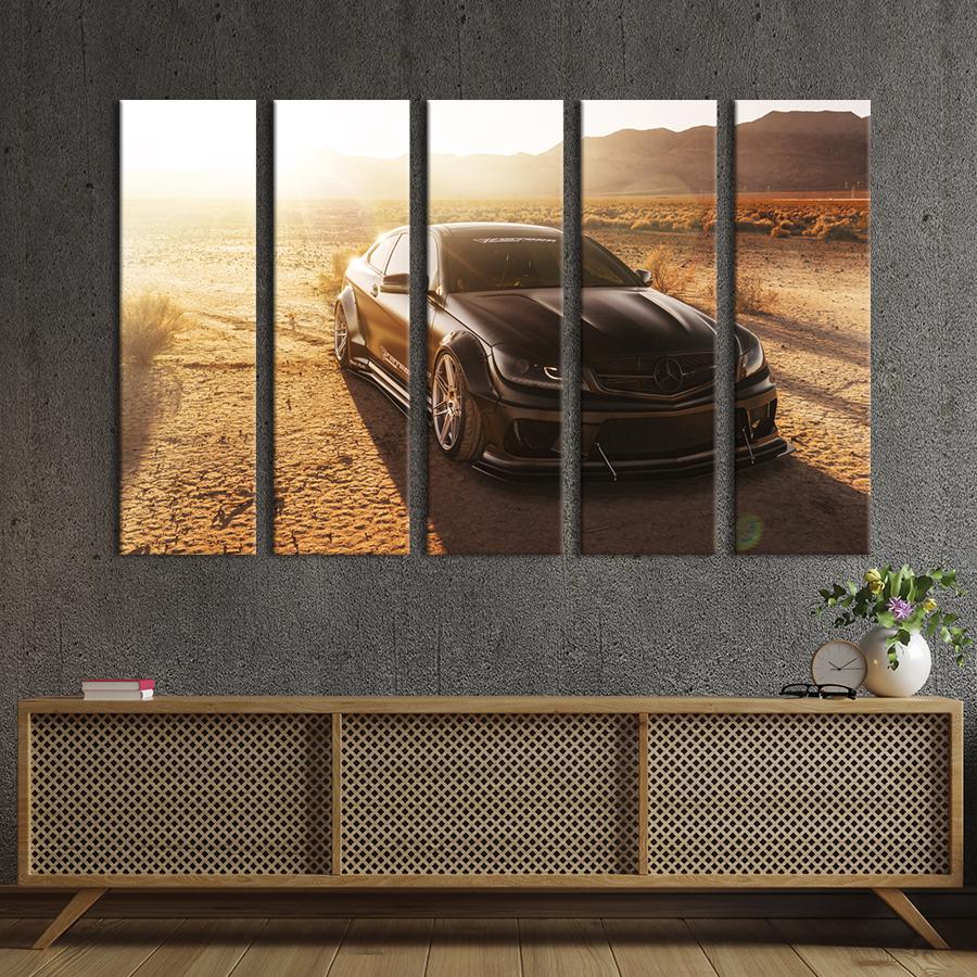 Картина на холсте Культовый автомобиль Mercedes-Benz в пустыне 87x50 см (1366-51)